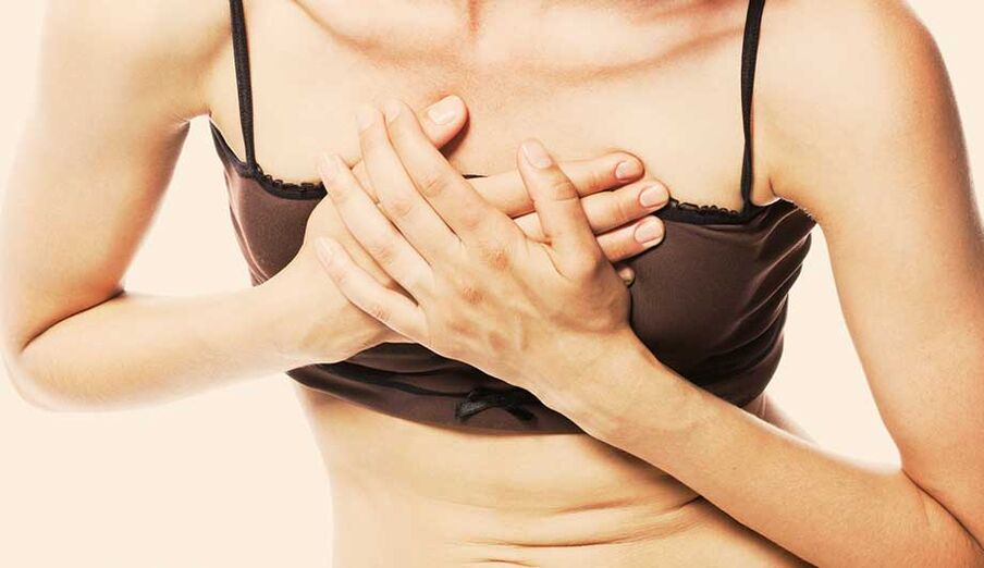 Acute chest pain can be the cause of breast osteochondrosis. 
